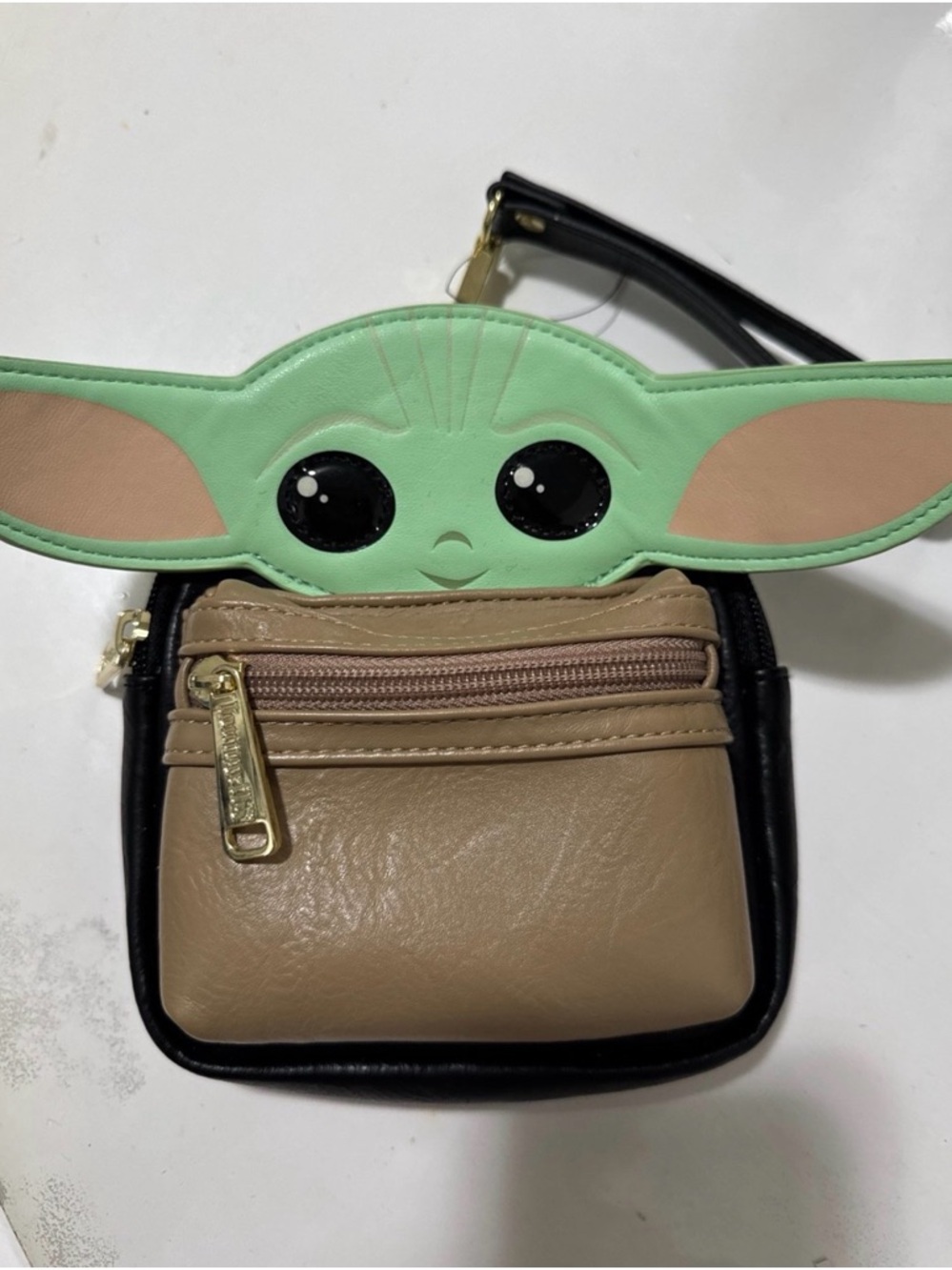 Loungefly Baby Yoda (Grogu) Mint Green, Tan & Black Kids Crossbody Bag